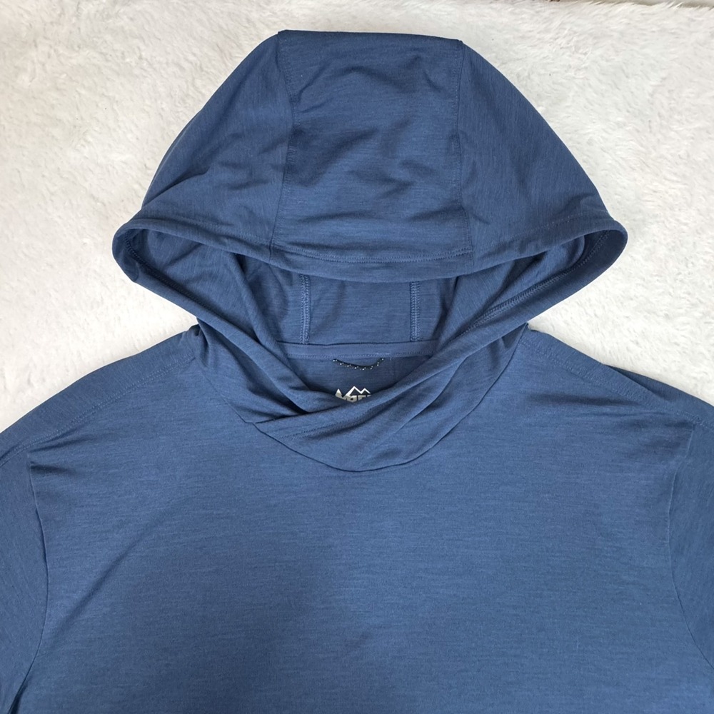 REI Co-op Hoodie Mens XL Blue Stretch Cowl Neck Thumbholes Outdoor Hiking EUC - Picture 4 of 10